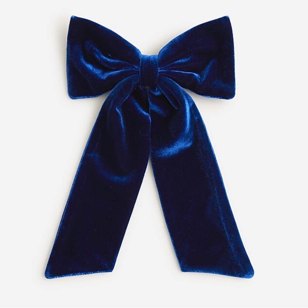 J.Crew velvet bow clup in black (not in navy as shown in picture)